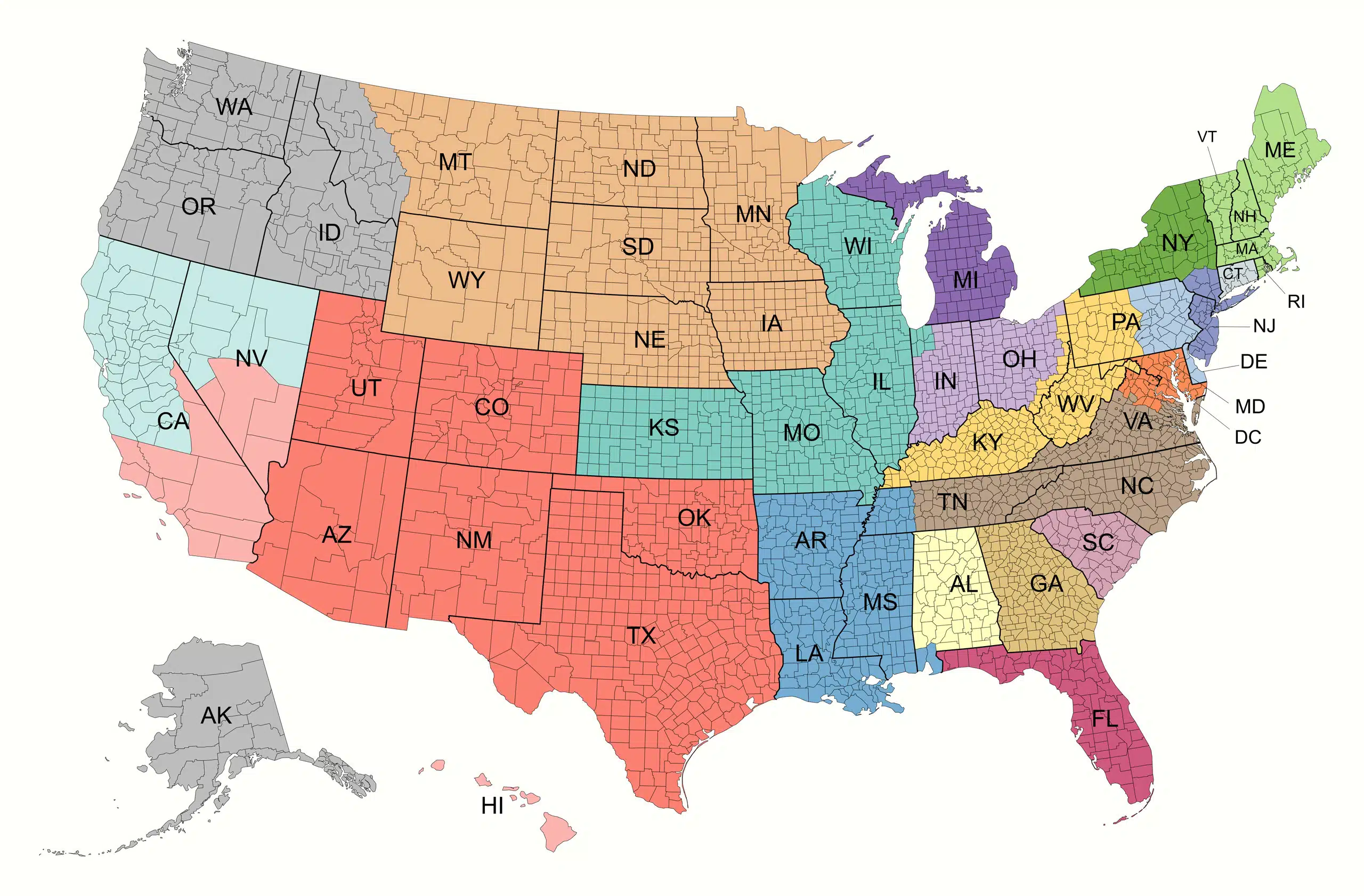 Map contact zone USA