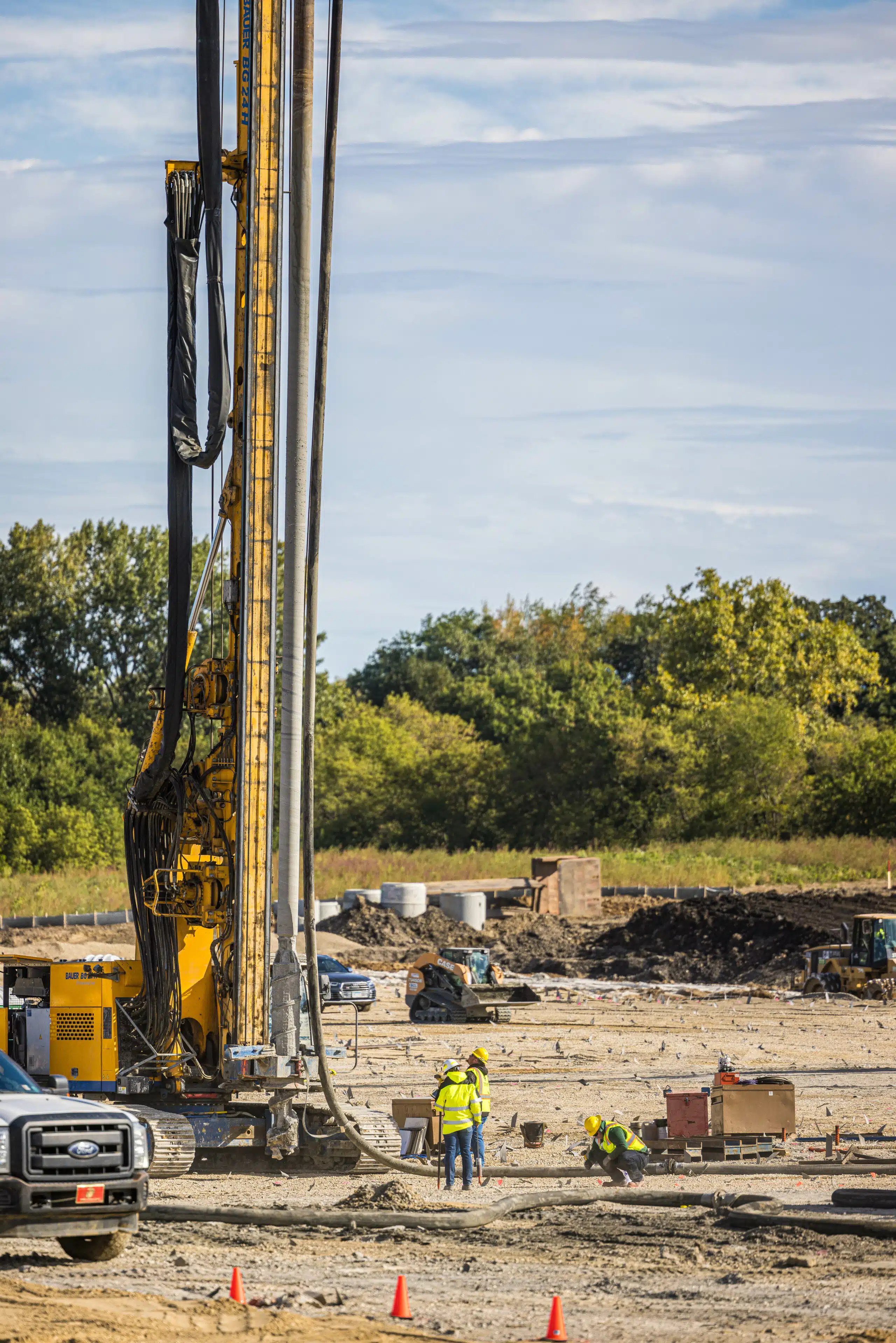 CMC Rigid Inclusion RIg Ground improvement rig on a project jobsite by Menard USA, leading geotechnical contractors.”