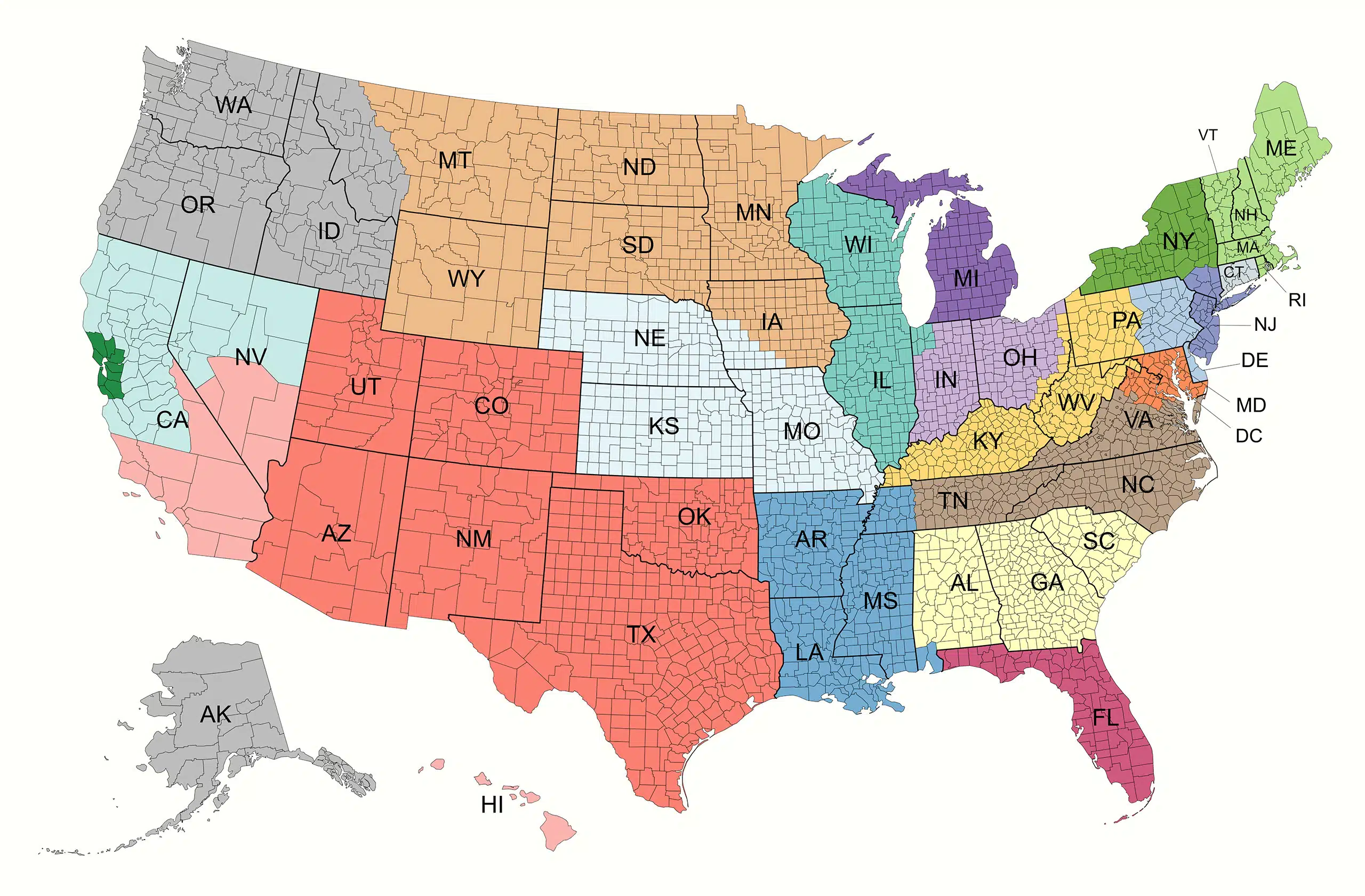 Map contact zone USA